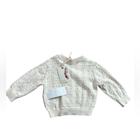 Jessica Simpson Cable Knit Cardigan and Floral Jumpsuit matching Set Size 3/6 MO - Picture 4 of 9